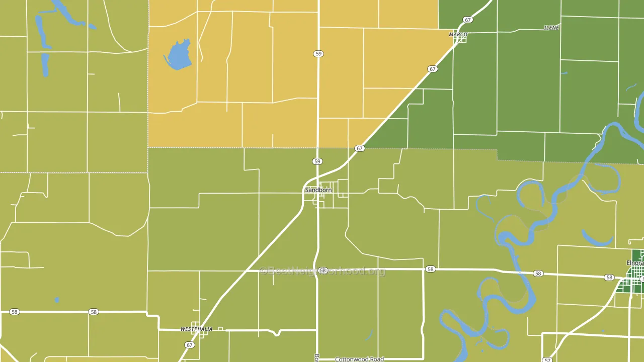 Sandborn, IN block-group voter-turnout map