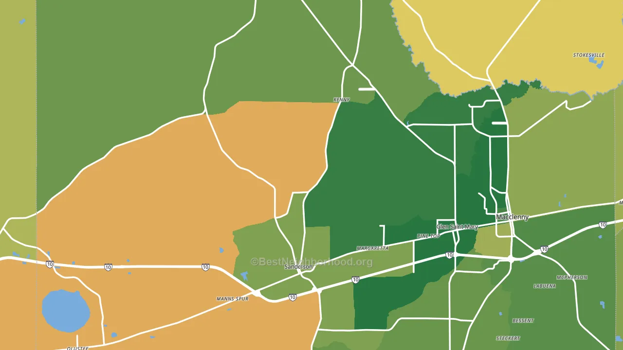Sanderson, FL block-group voter-turnout map