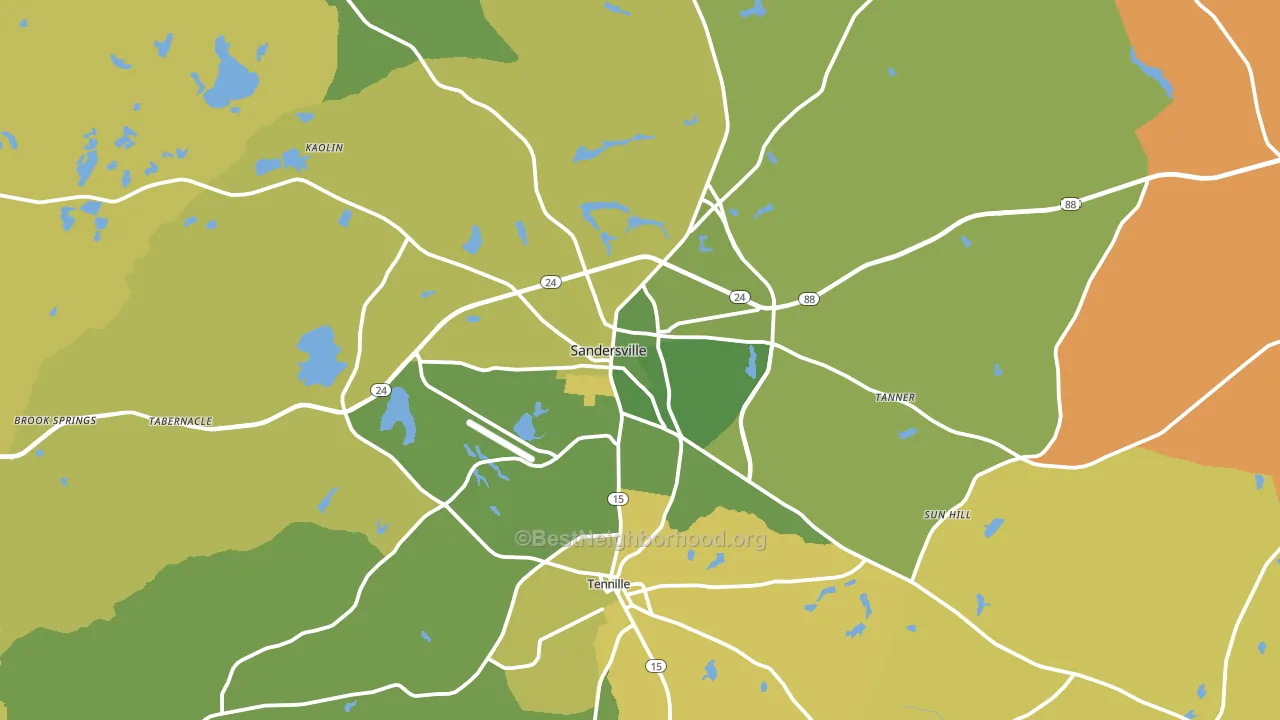 Sandersville, GA block-group voter-turnout map