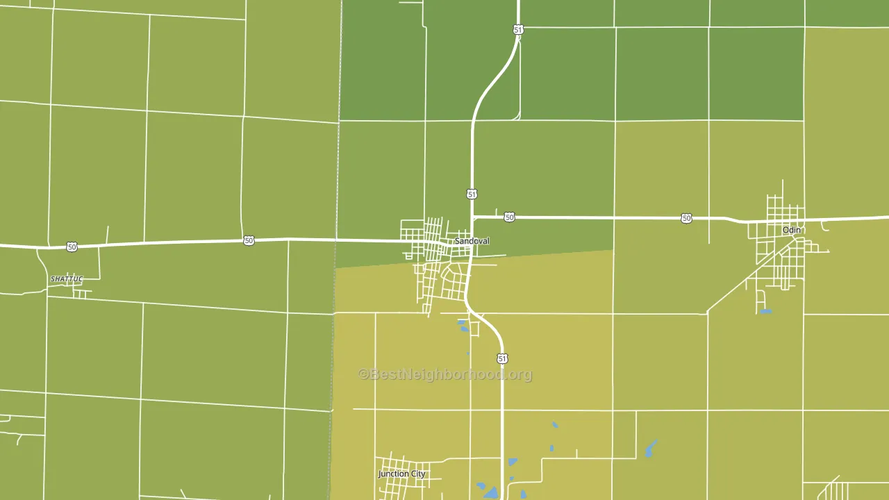 Sandoval, IL block-group voter-turnout map