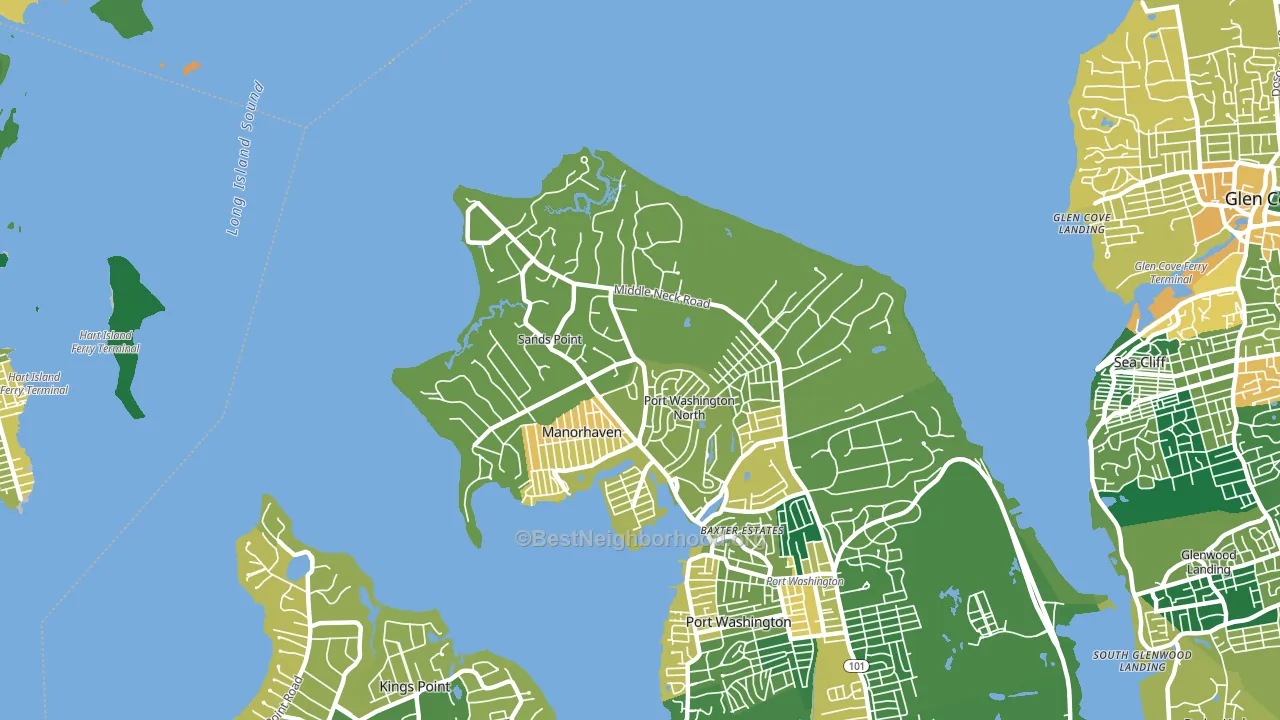 Sands Point, NY block-group voter-turnout map