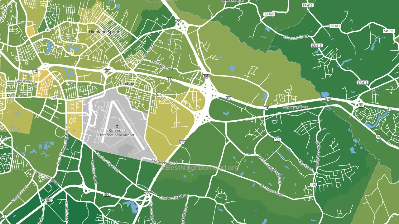 Sandston, VA block-group voter-turnout map