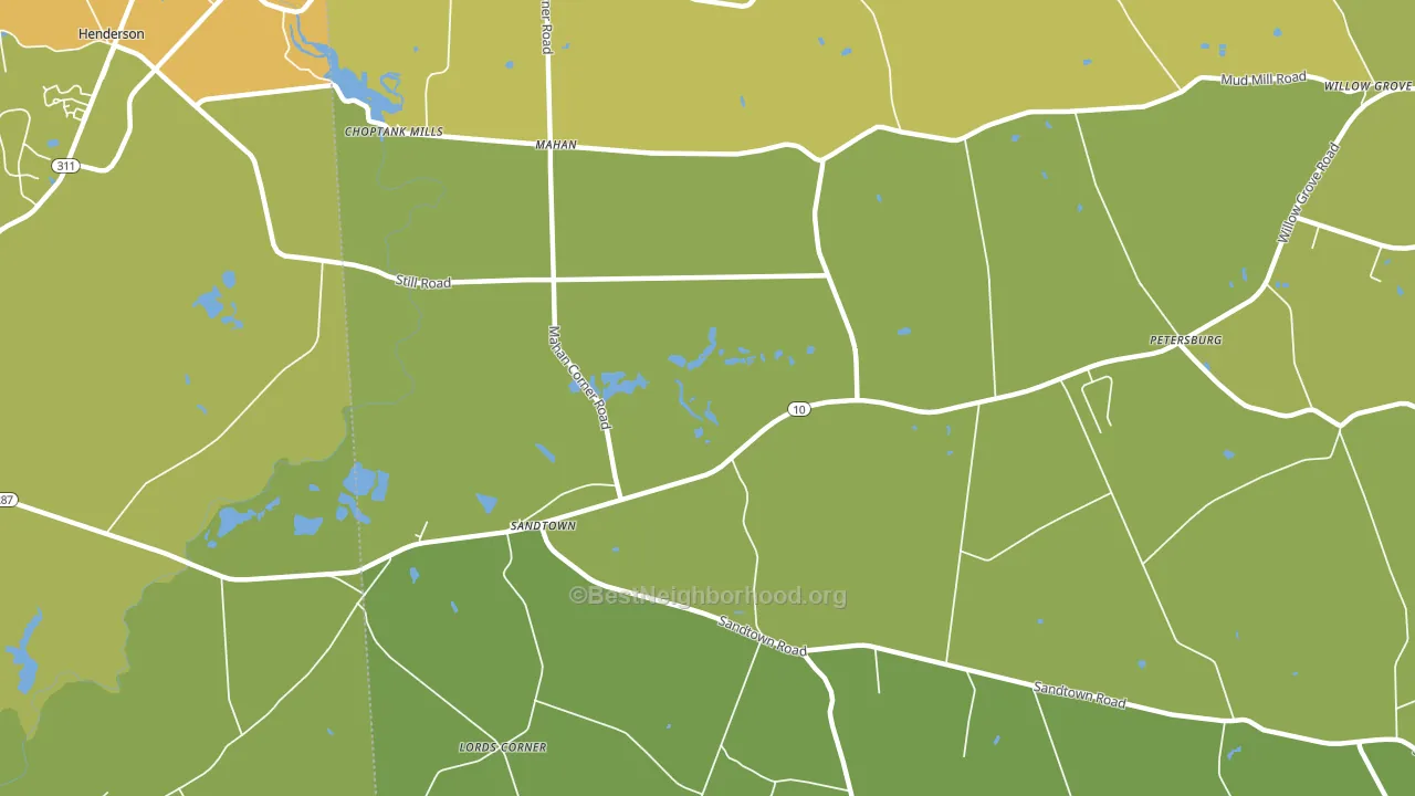 Sandtown, DE block-group voter-turnout map