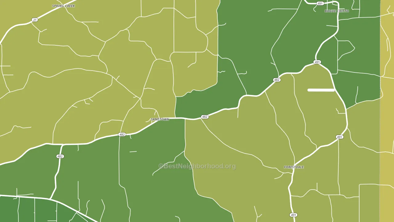 Sandtown, MS block-group voter-turnout map