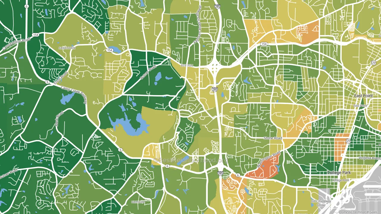 Sandtown-Southeastern Atlanta, Atlanta, GA block-group voter-turnout map