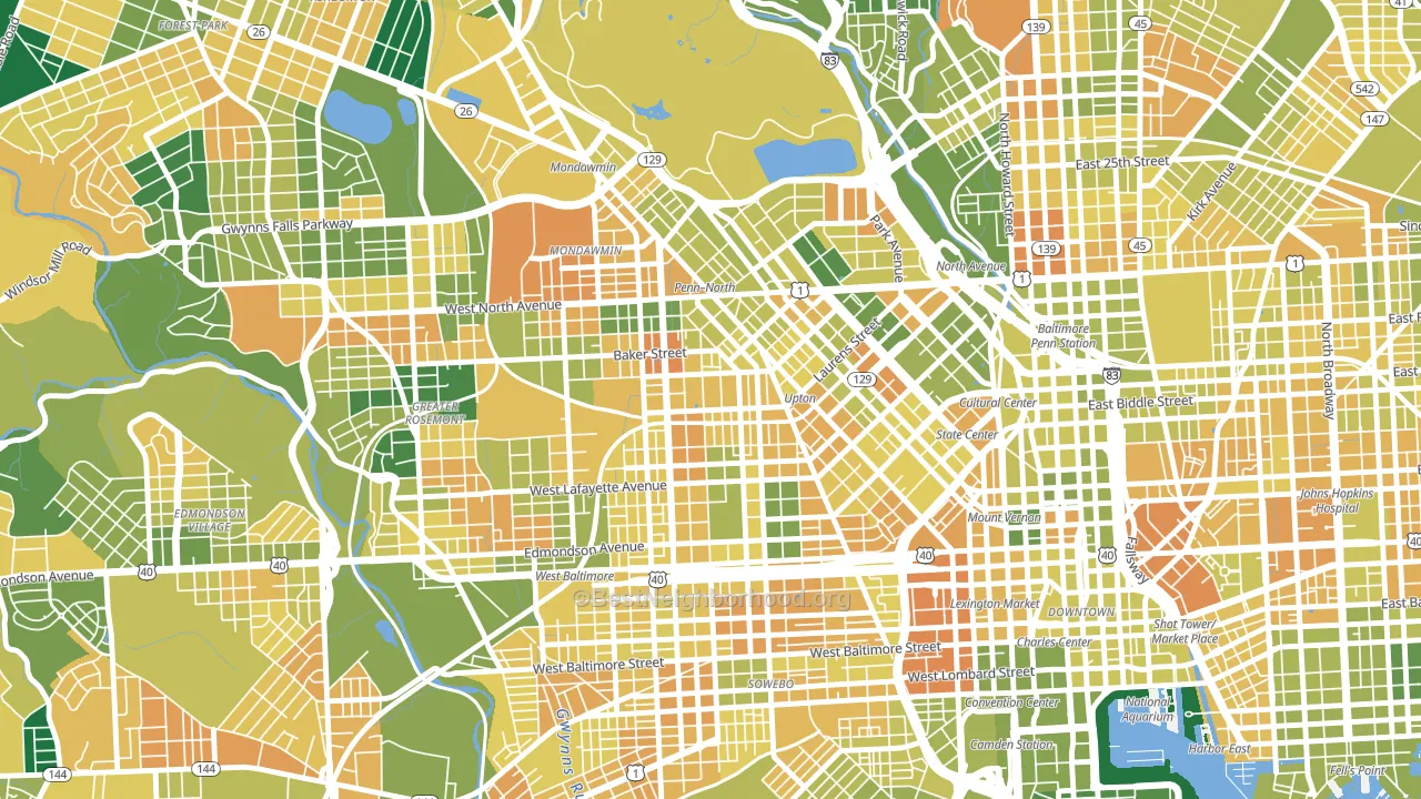 Sandtown-Winchester, Baltimore, MD block-group voter-turnout map