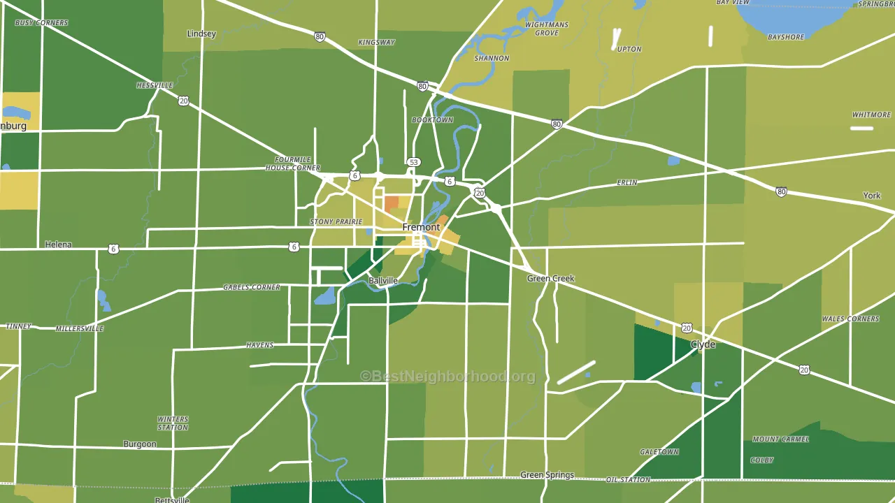 Sandusky County, OH block-group voter-turnout map