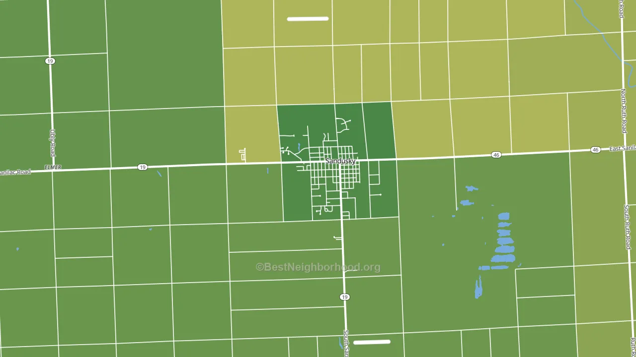 Sandusky, MI block-group voter-turnout map