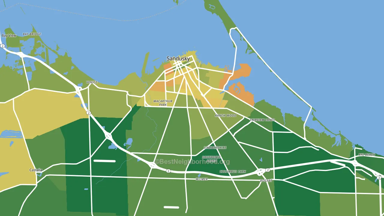 Sandusky, OH block-group voter-turnout map