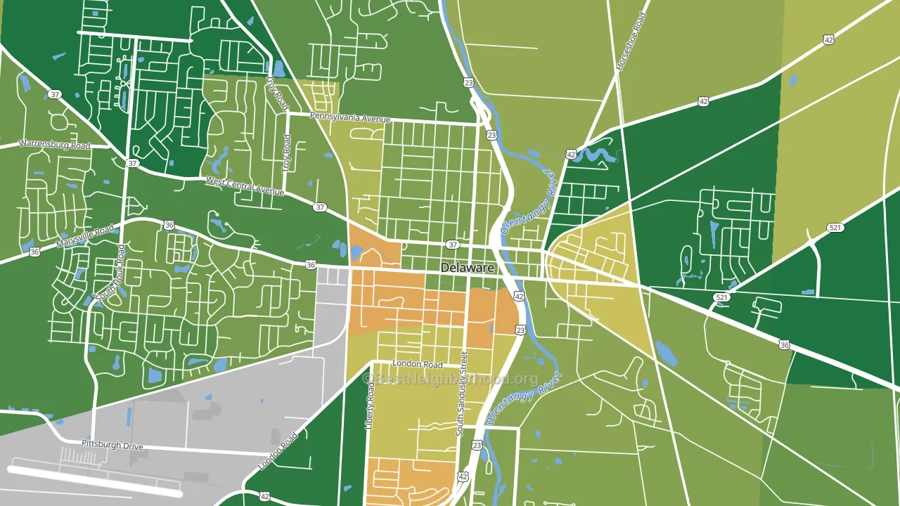 Sandusky Street Historic District, Delaware, OH block-group voter-turnout map