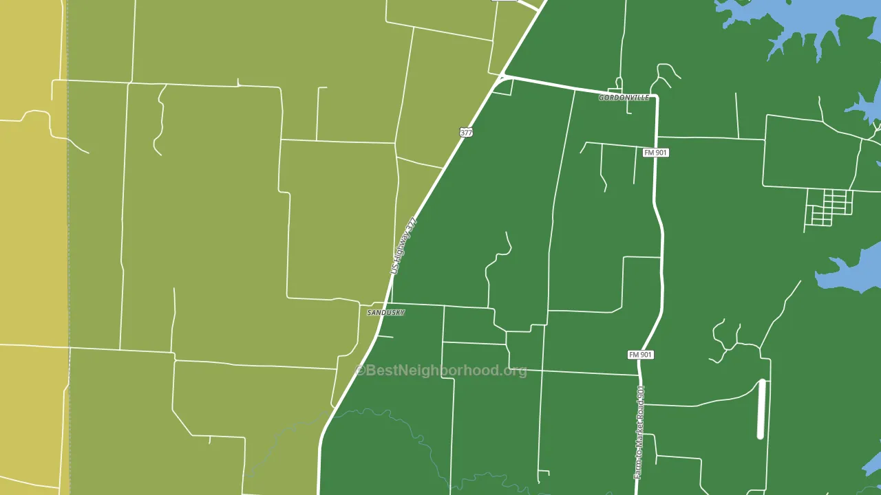 Sandusky, TX block-group voter-turnout map