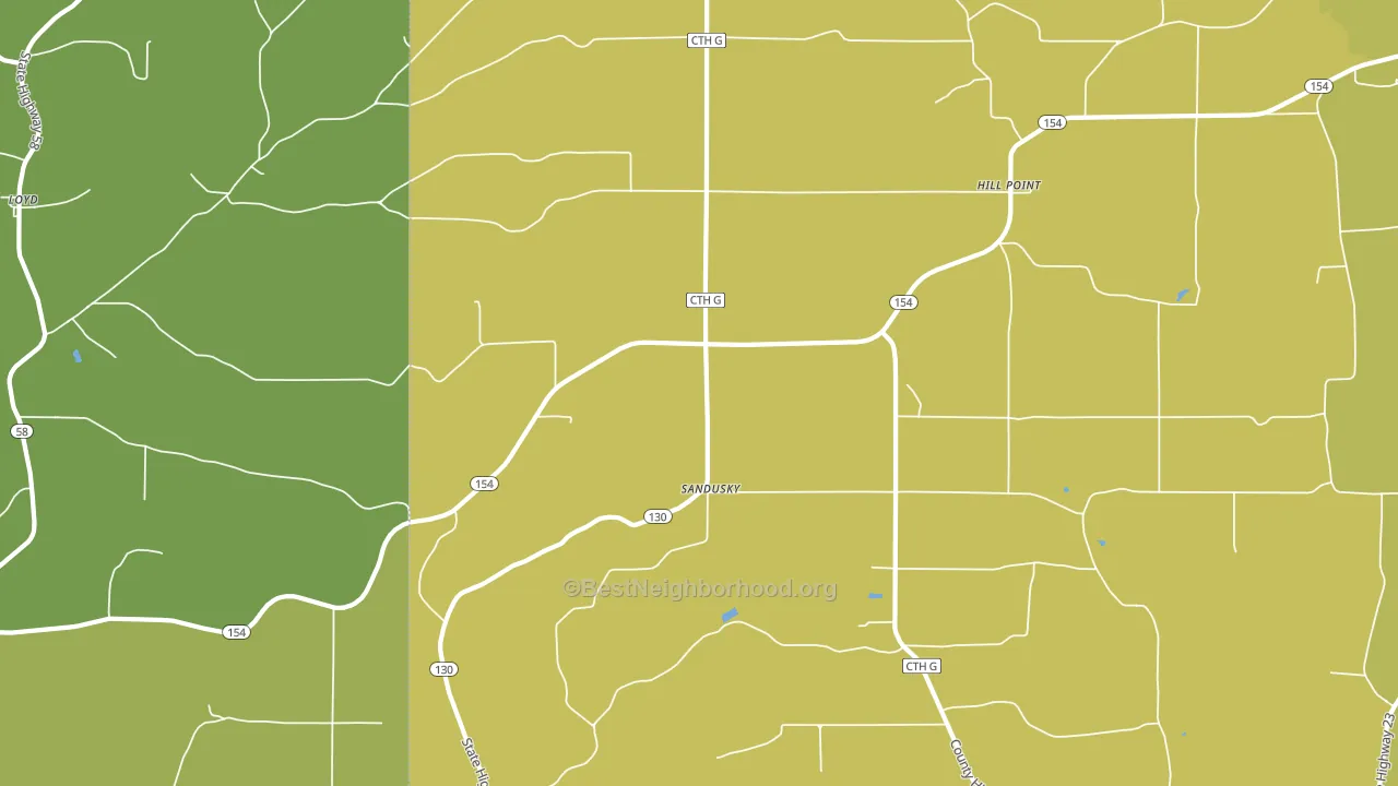 Sandusky, WI block-group voter-turnout map