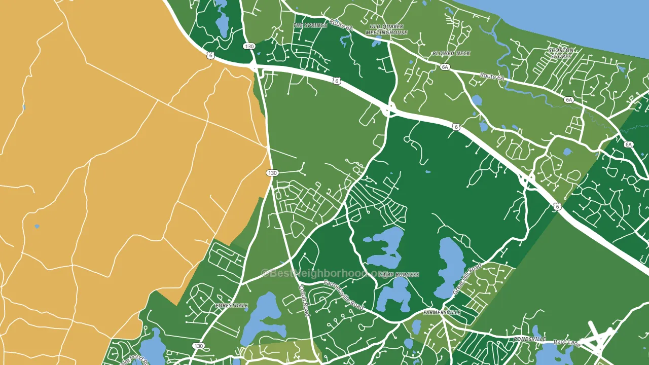 Sandwich, MA block-group voter-turnout map
