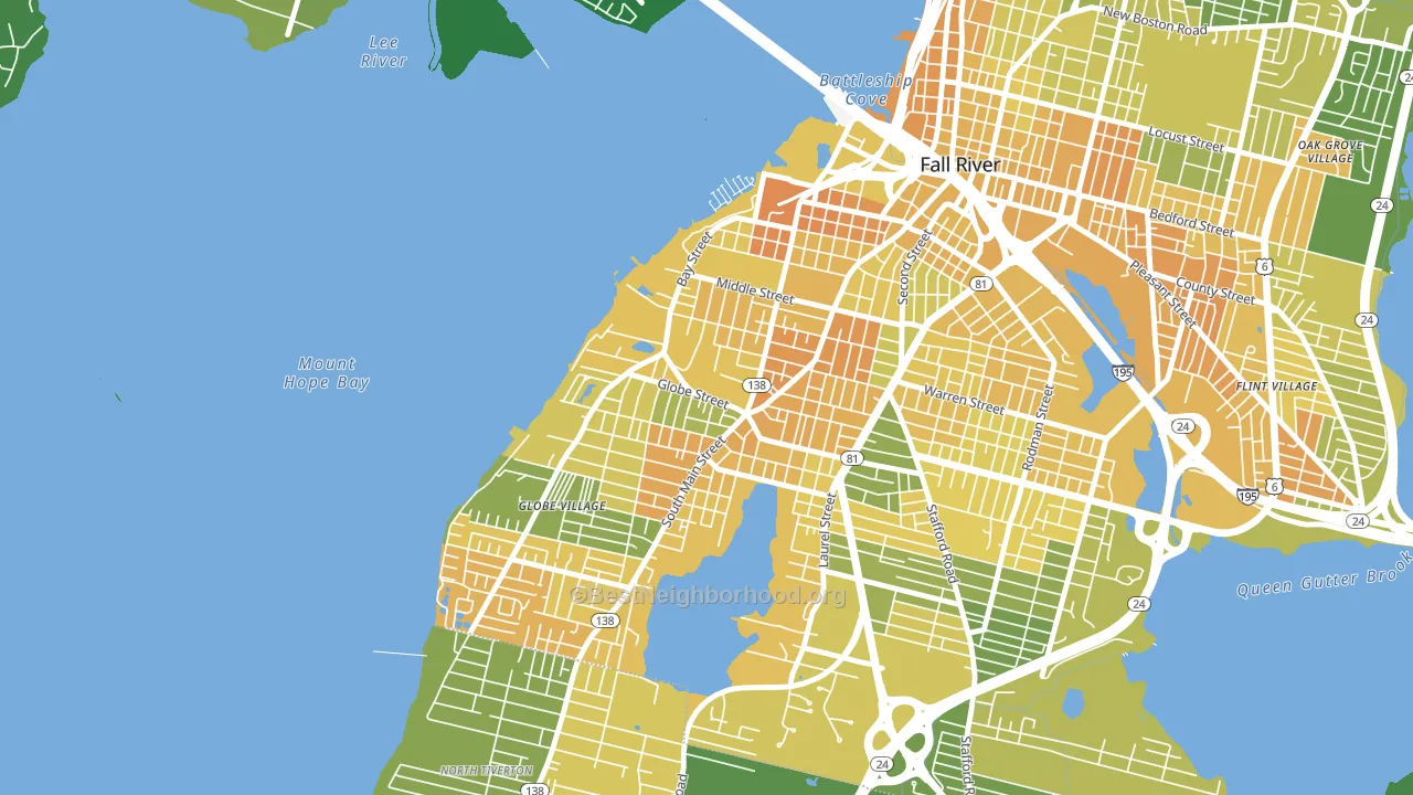 Sandy Beach, Fall River, MA block-group voter-turnout map