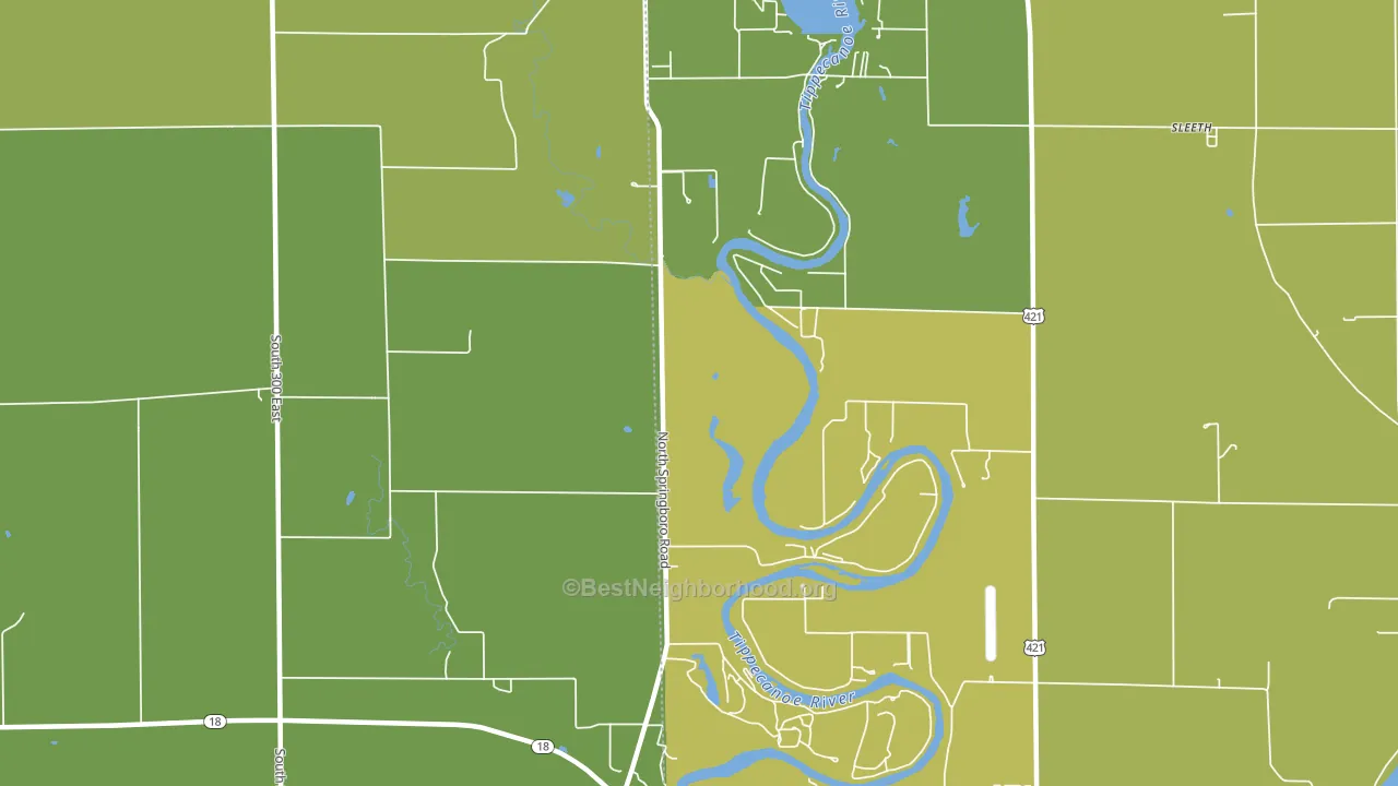 Sandy Beach, IN block-group voter-turnout map