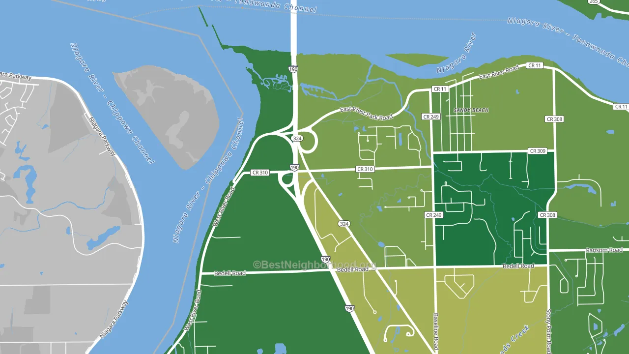 Sandy Beach, NY block-group voter-turnout map