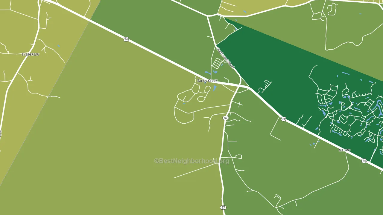 Sandy Creek, NC block-group voter-turnout map