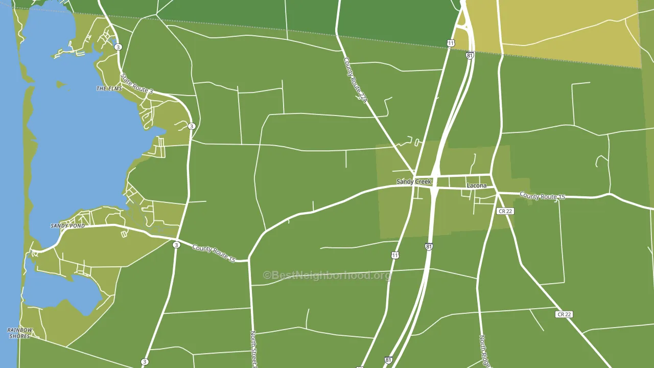 Sandy Creek, NY block-group voter-turnout map