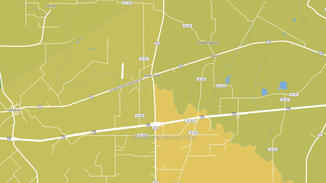 Sandy Fork, TX block-group voter-turnout map