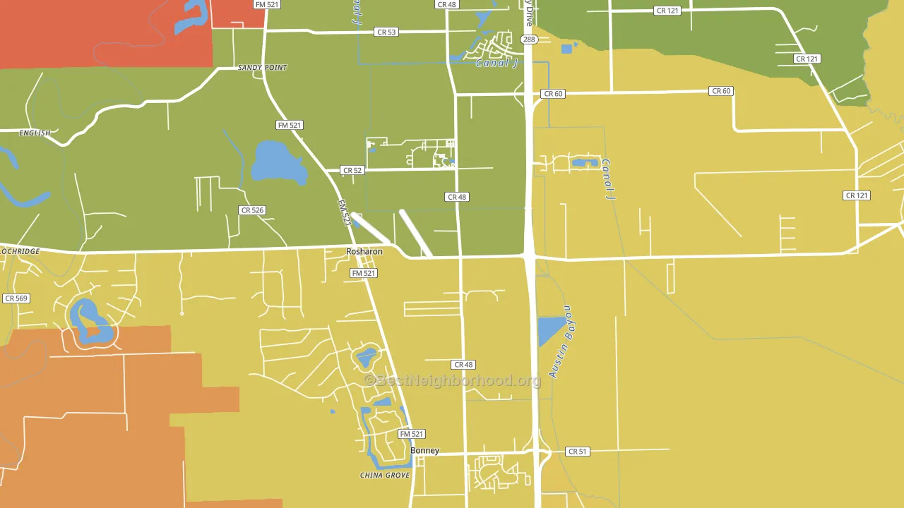 Sandy Point, TX block-group voter-turnout map