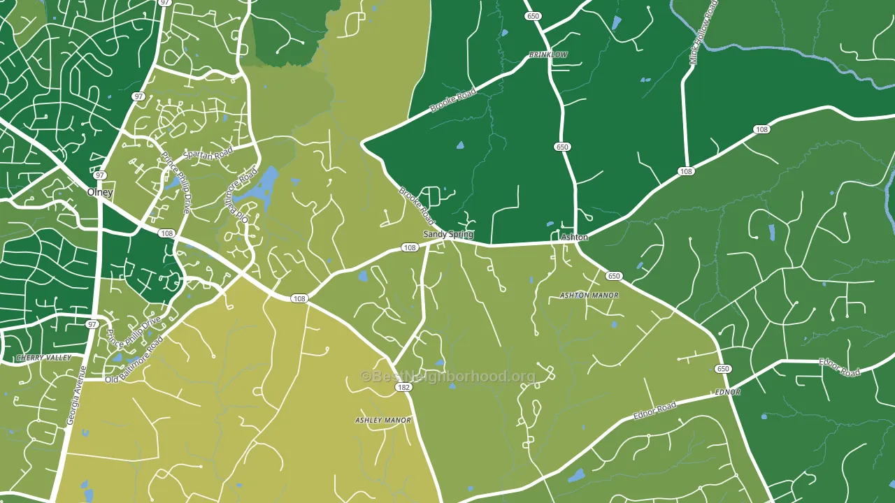 Sandy Spring, MD block-group voter-turnout map