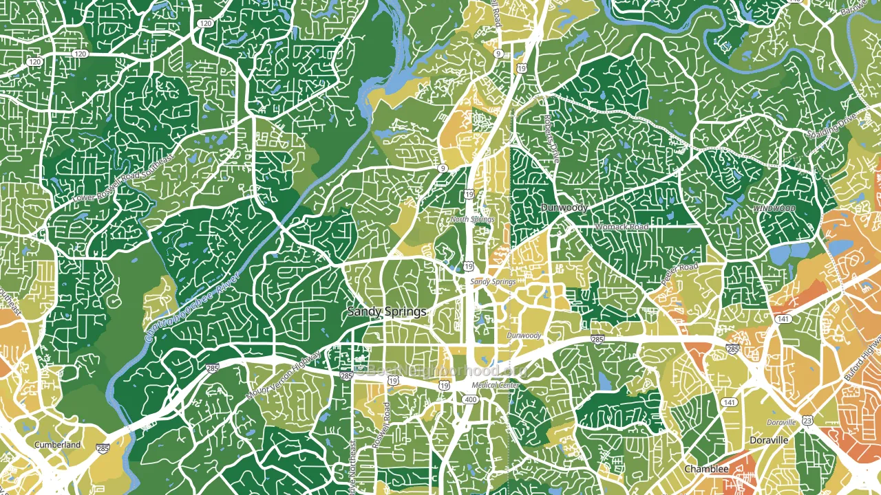 Sandy Springs, GA block-group voter-turnout map