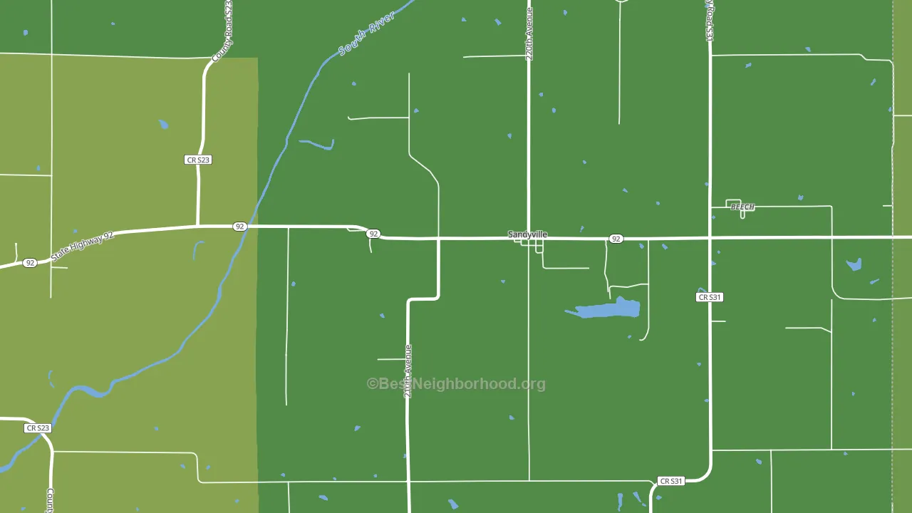 Sandyville, IA block-group voter-turnout map