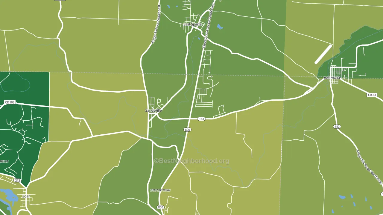 Sandyville, OH block-group voter-turnout map