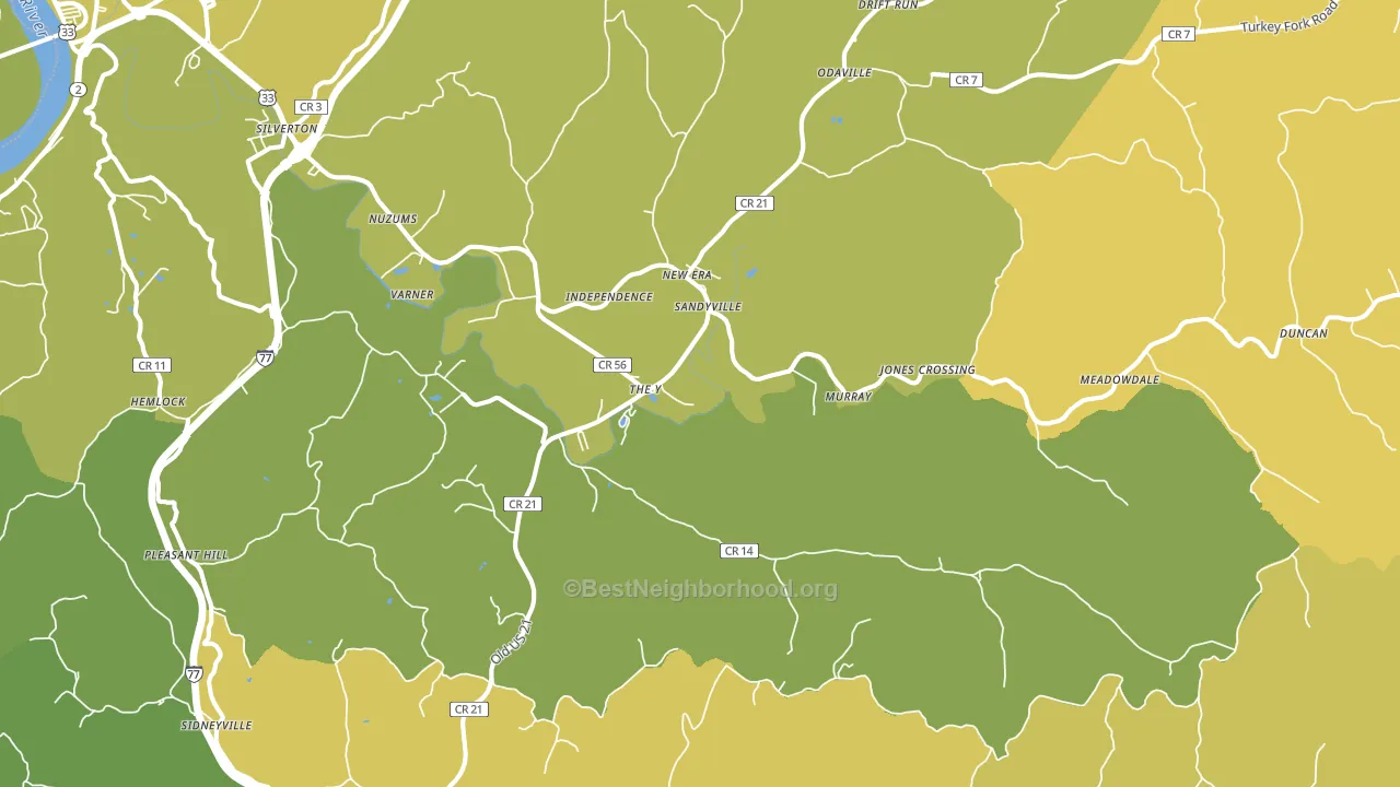 Sandyville, WV block-group voter-turnout map