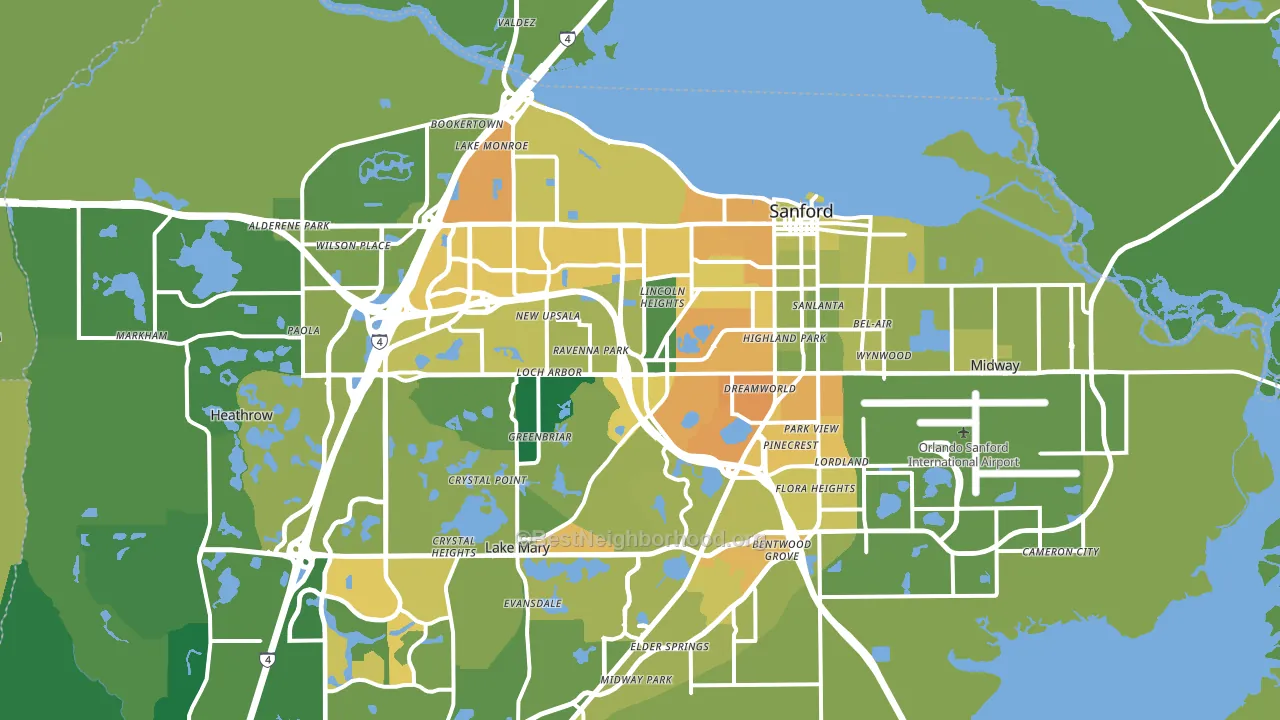 Sanford, FL block-group voter-turnout map