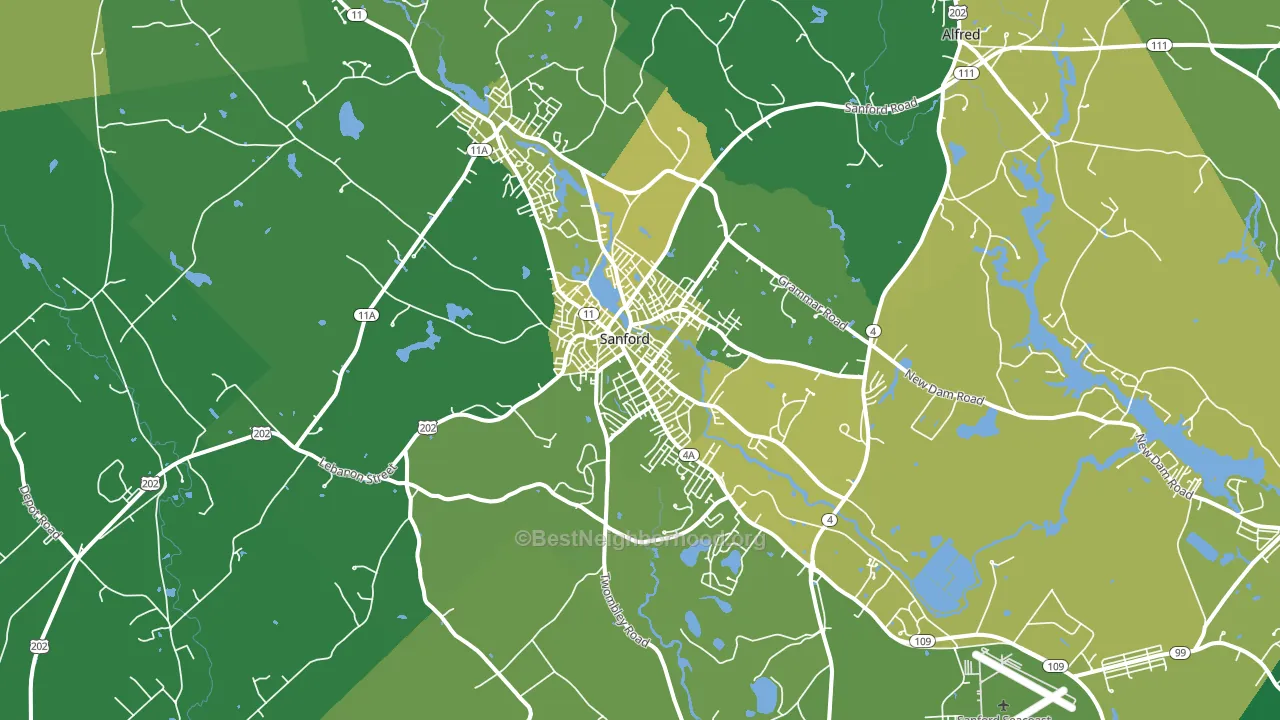 Sanford, ME block-group voter-turnout map