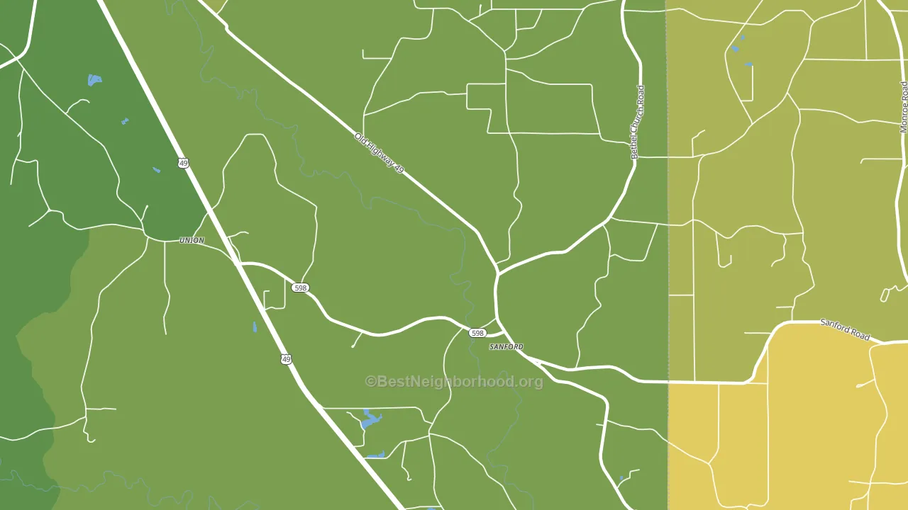 Sanford, MS block-group voter-turnout map