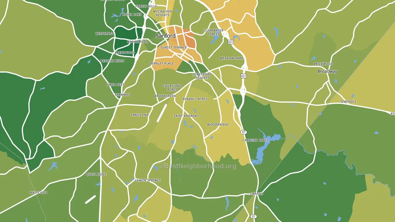 Sanford, NC block-group voter-turnout map