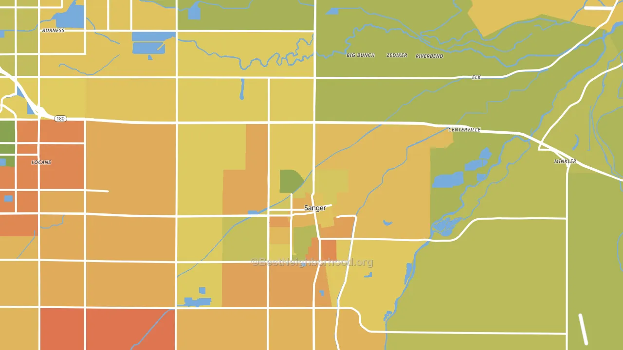 Sanger, CA block-group voter-turnout map