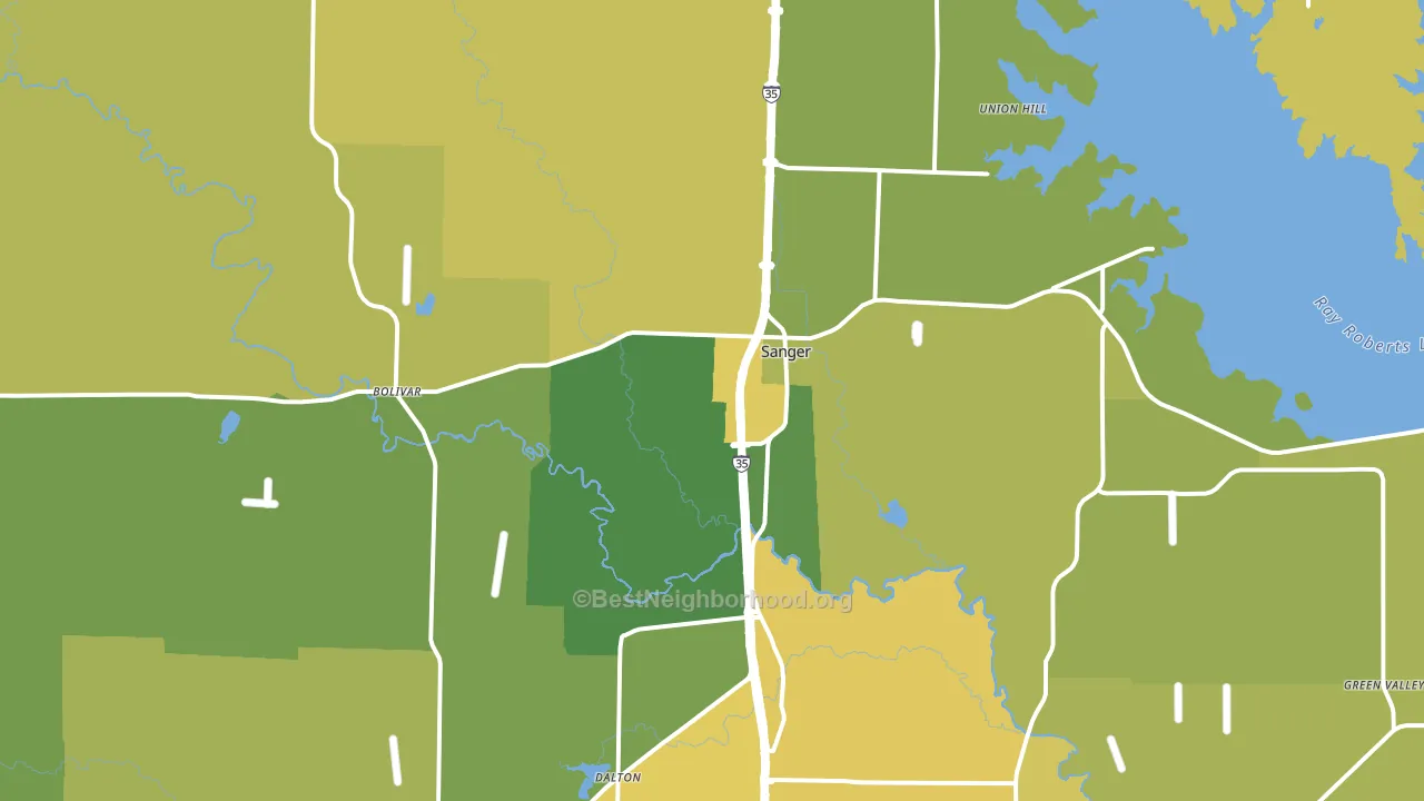 Sanger, TX block-group voter-turnout map
