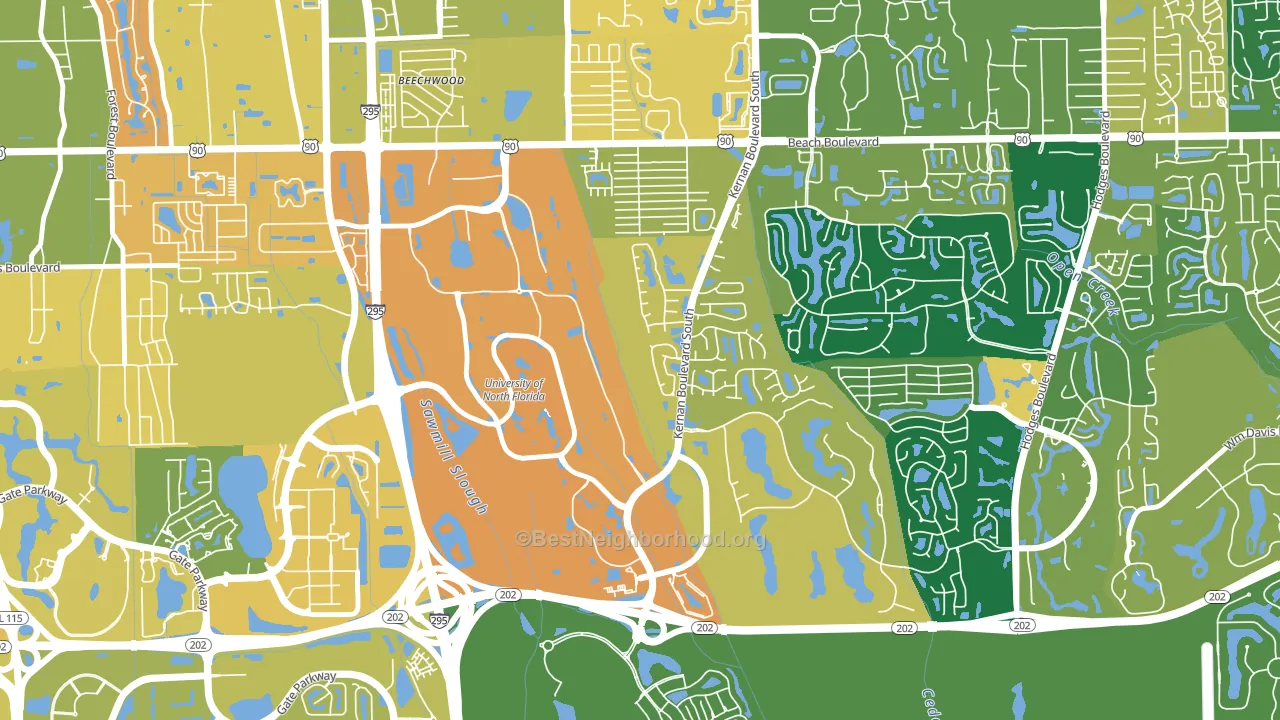 Sans Pareil, Jacksonville, FL block-group voter-turnout map