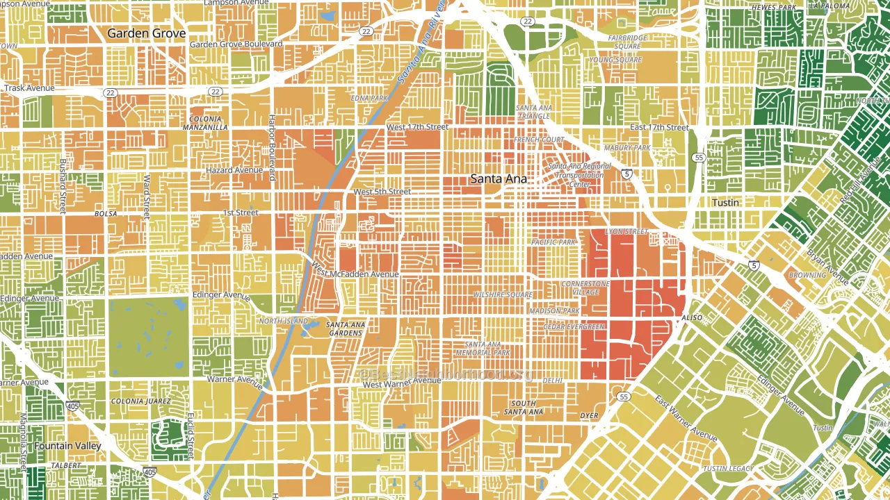 Santa Ana, CA block-group voter-turnout map