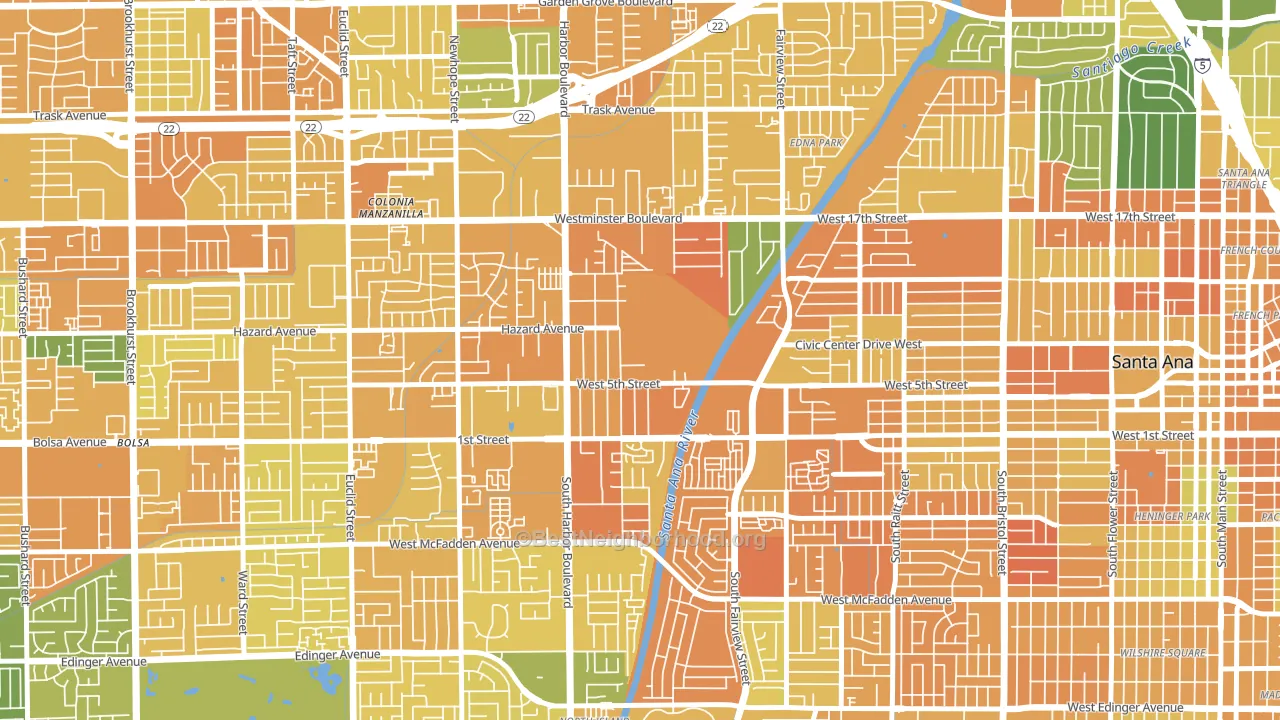 Santa Anita, Santa Ana, CA block-group voter-turnout map