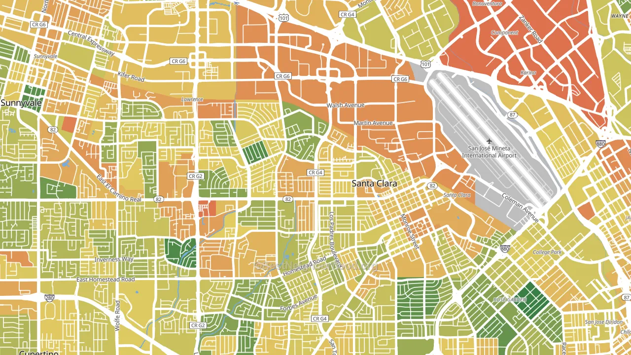 Santa Clara, CA block-group voter-turnout map