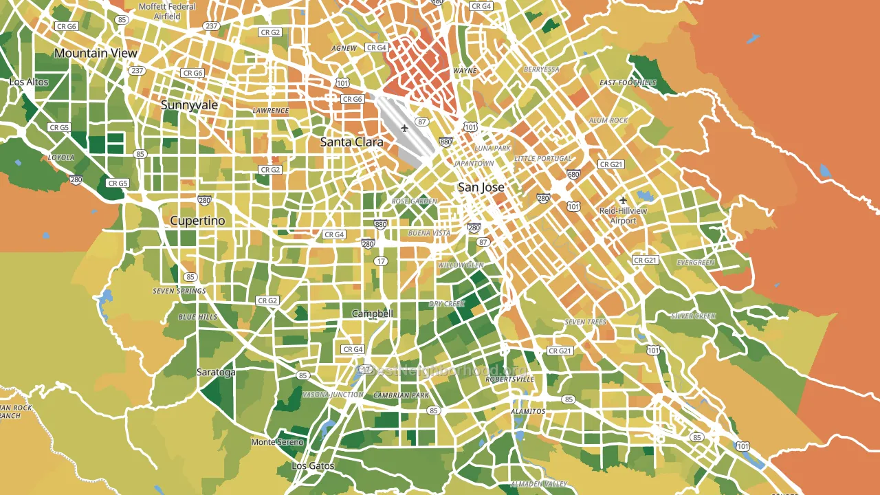 Santa Clara County, CA block-group voter-turnout map