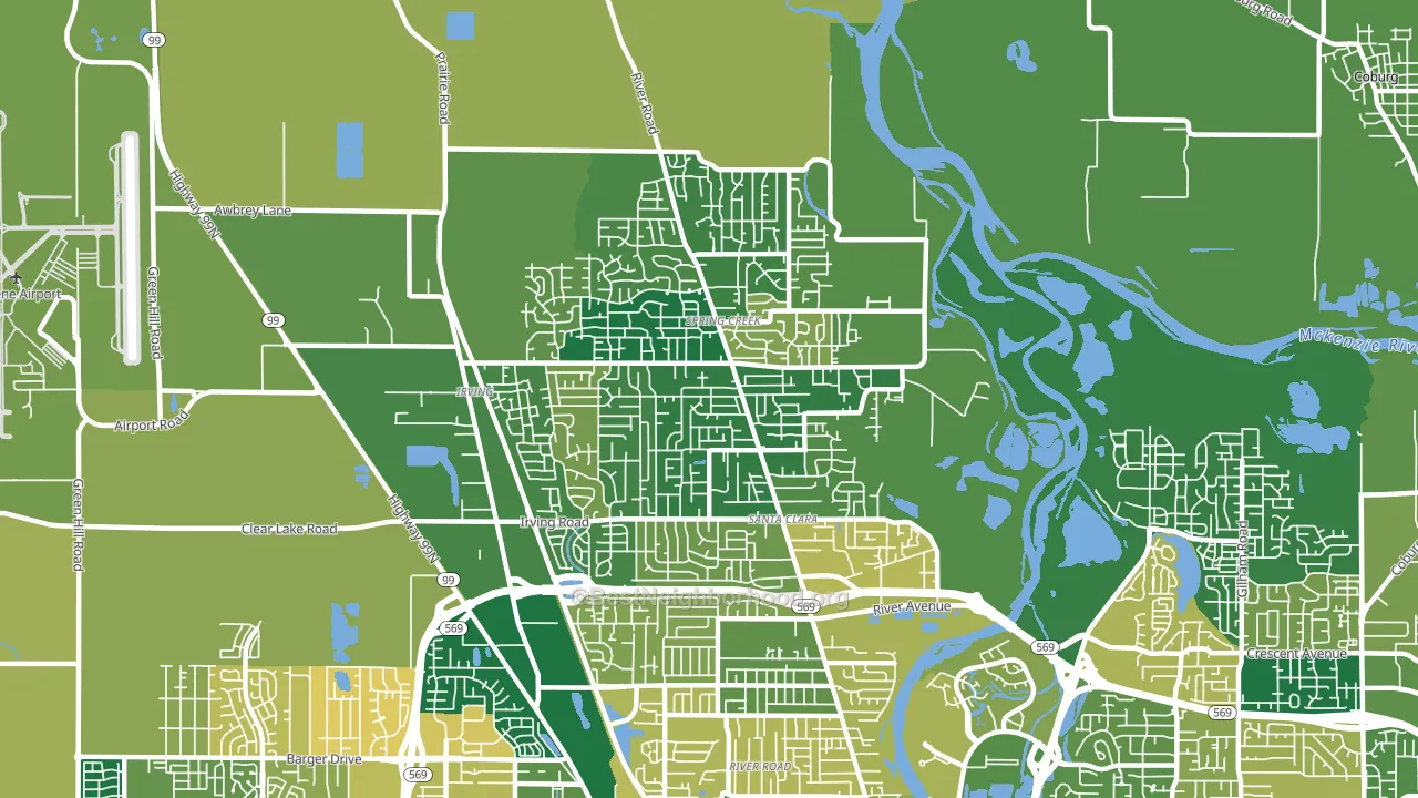 Santa Clara, Eugene, OR block-group voter-turnout map