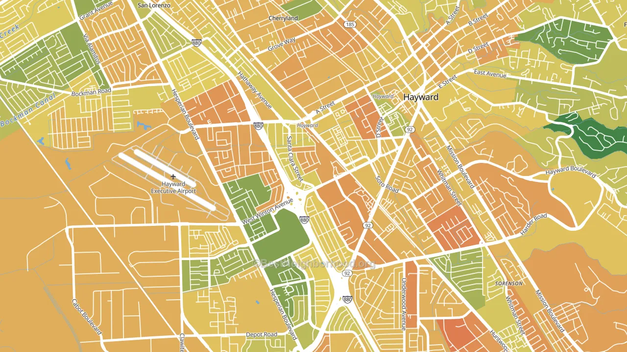 Santa Clara Street, Hayward, CA block-group voter-turnout map