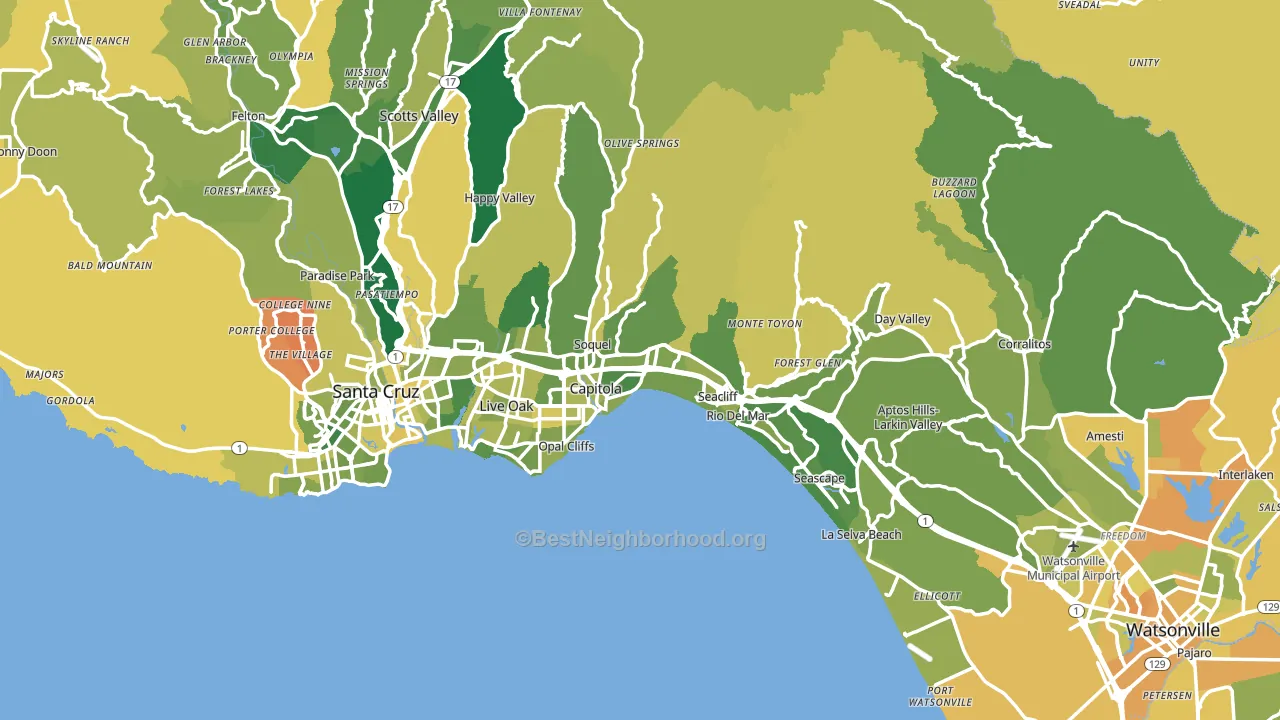 Santa Cruz County, CA block-group voter-turnout map