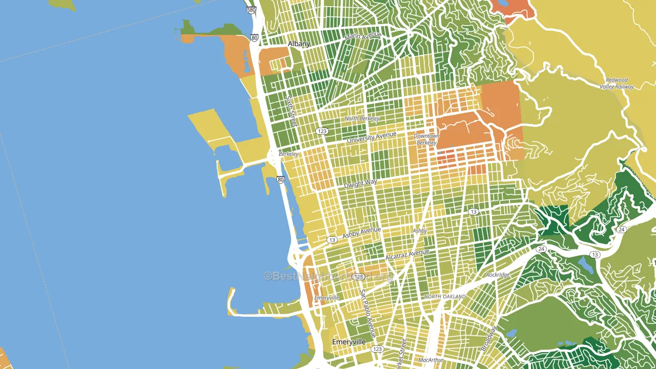 Santa Fe, Emeryville, CA block-group voter-turnout map