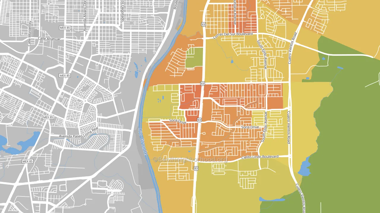 Santa Fe, Laredo, TX block-group voter-turnout map