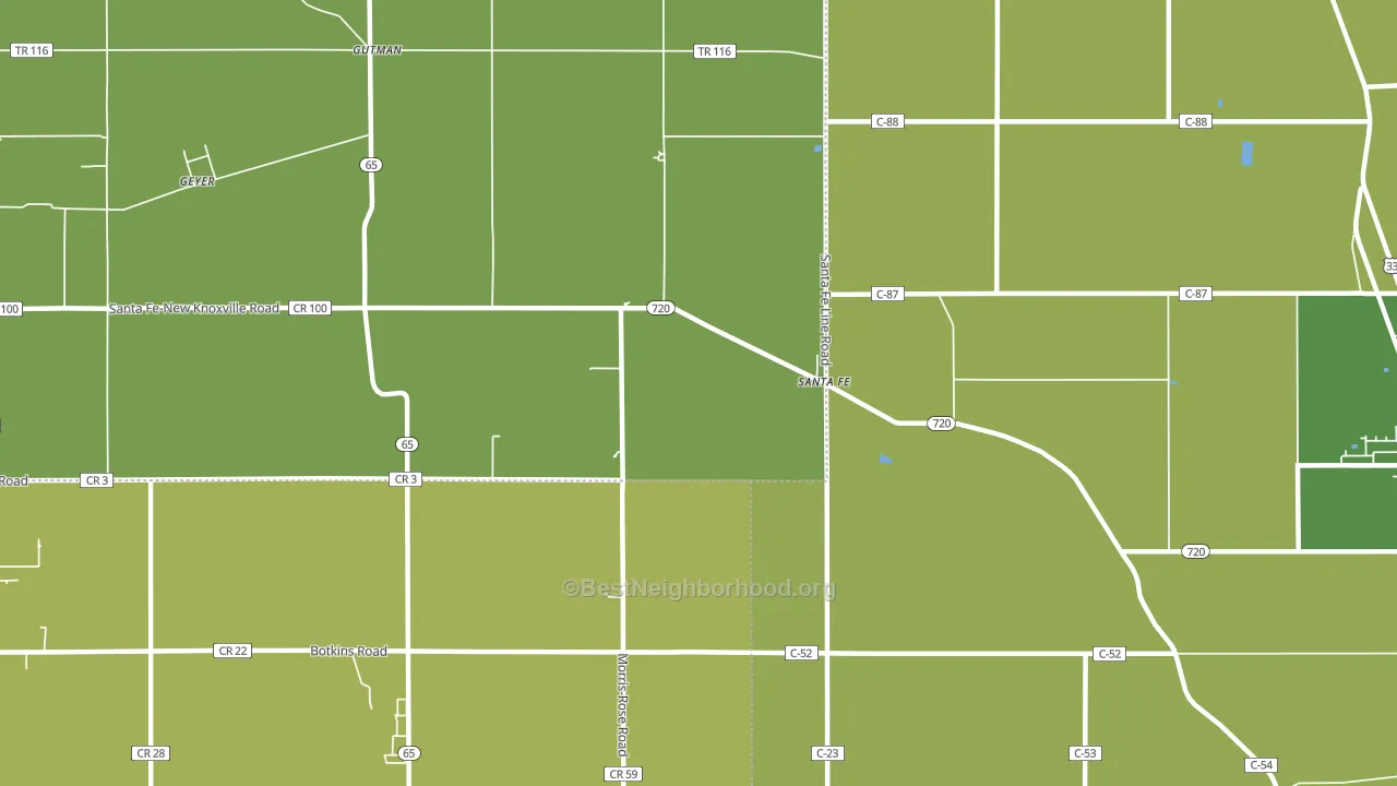 Santa Fe, OH block-group voter-turnout map