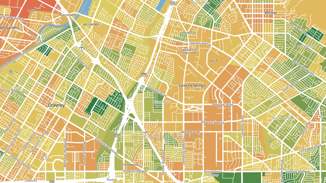 Santa Fe Springs, CA block-group voter-turnout map
