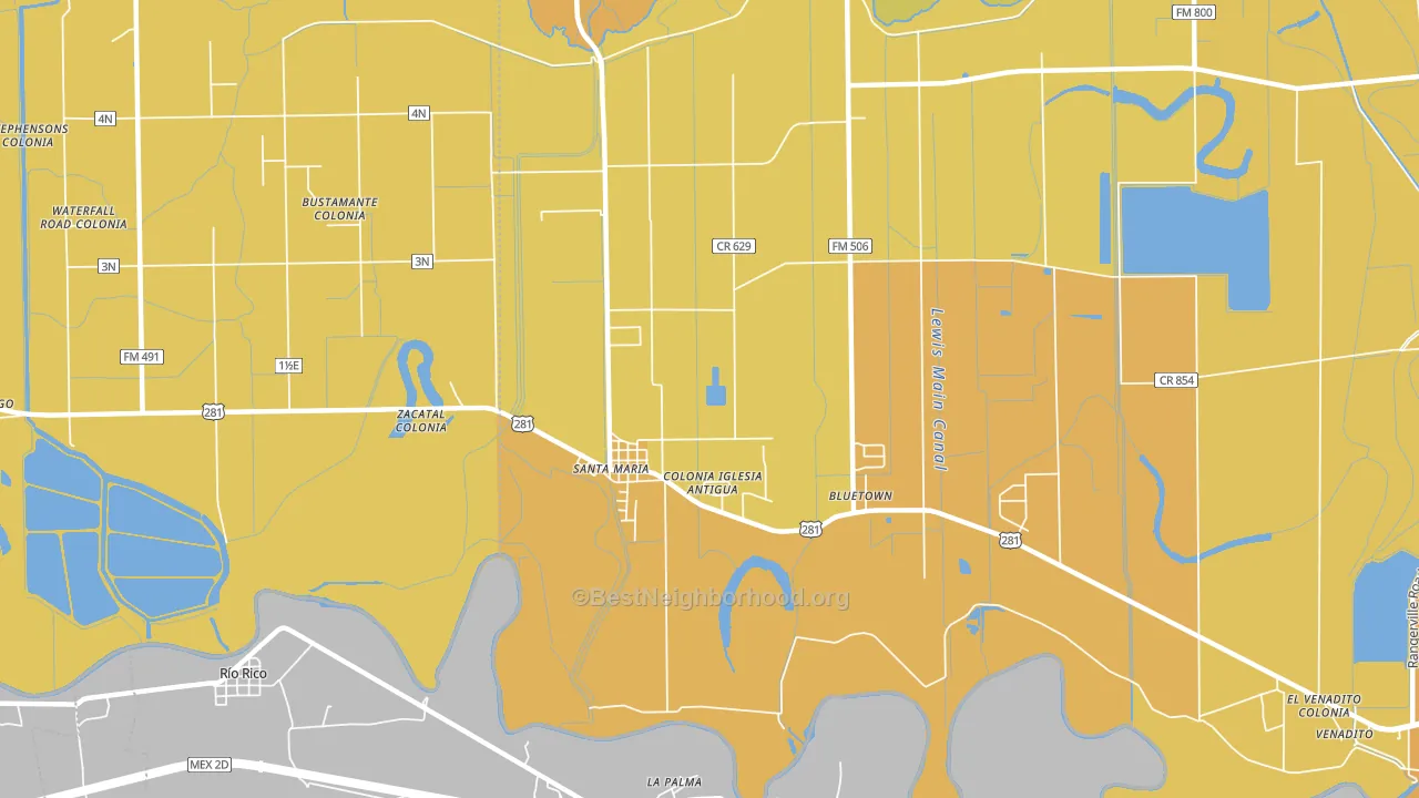 Santa Maria, TX block-group voter-turnout map