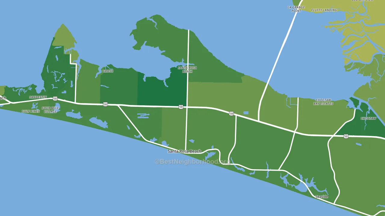 Santa Rosa Beach, FL block-group voter-turnout map