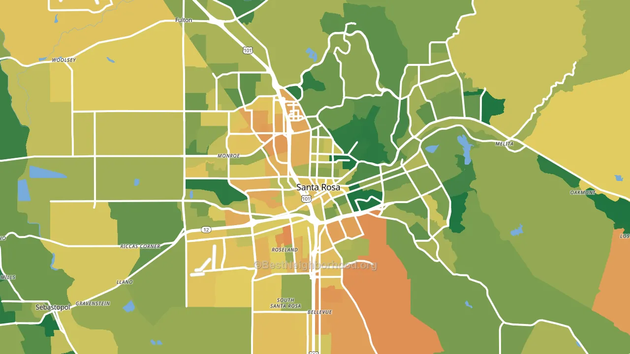 Santa Rosa, CA block-group voter-turnout map